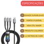 Imagem de Cabo Carregador Rápido Universal Conector Sumexr 3 Pontas Premiun