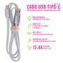 Imagem de Cabo Carregador USB Fast Turbo Tipo-C Prata 1 Metro Rápido