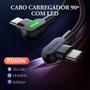 Imagem de Cabo Carregador USB Tipo-C P/ Tipo-C 90º 2m PD 60w Mcdodo
