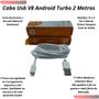 Imagem de Cabo Carregador Usb V8 P/Galaxy J1 J2 J3 J4 J5 J7 J8 A10 A30  Forte com 2 Metros Cor Branco