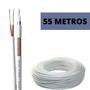 Imagem de Cabo Coaxial Bipolar 4mm Cftv Blindagem Dupla Branco 55 Metros