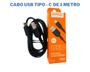 Imagem de Cabo Dados Carga Rápida Tipo C x Usb 1 Metro 3A Kaidi Kd-28C Preto