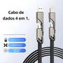 Imagem de Cabo de Carregamento Rápido 100W 4 em 1 - USB Tipo C, Lightning e USB para iPhone 14/13 Pro