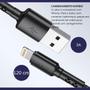 Imagem de Cabo de dados e carregador de celular Nylon Lightning