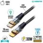 Imagem de Cabo de Dados USB-C p/Lightning 1,2M 30W QC Kimaster CB827L Preto