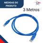 Imagem de Cabo De Rede 3 Metros Internet Crimpado Rj45 Cat5e Azul
