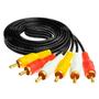 Imagem de Cabo De Vídeo 3 Metros RCA M (3x) / RCA M (3x)  OD10.5 Reforçada Ponta Dourada EXBOM - CBX-V3RCA30