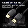 Imagem de Cabo Displayport 4k 3D Dois 2 Metros Pontas Gold Ultra Gamer