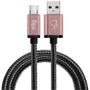 Imagem de Cabo Elg SKN510BK - USB/Micro USB - 1 Metro - Tecido Natural - Preto e Rosa