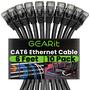 Imagem de Cabo Ethernet GearIt Cat 6, pacote com 10, 1,8 m, 10 Gbps, RJ45, preto