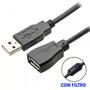Imagem de Cabo extensão usb 2.0 com filtro macho x fêmea de 1,50 mts
