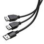 Imagem de Cabo Extensor ELG USB 2.0 e com 1 Porta Macho e 2 Fêmeas, 1.5m, Preto - USBY2