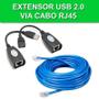 Imagem de Cabo Extensor USB 20 Metros - USB 2.0 Via Adaptador e cabo Rede RJ45