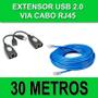 Imagem de Cabo Extensor USB 30 Metros - USB 2.0 Via Adaptador e cabo Rede RJ45