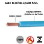 Imagem de cabo flexível para luz e força de 2,5mm com 90 metros azul fio multiuso