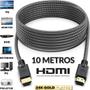 Imagem de Cabo HDMI 10m 10 Metros 4k 1.4 Full HD Revestido Nylon Pino Dourado Blindado Filtro TV Monitor