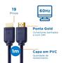 Imagem de Cabo Hdmi 2.0 4K 3D 60 Hertz 24k ponta ouro 19 pinos 1 Metro