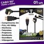 Imagem de Cabo HDMI x HDMI em L 90 com 3 Metros 1080p Full Hd MBTech