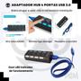 Imagem de Cabo Hub Usb 4 Portas 3.0 Divisor Régua Adaptador Aumentar Entradas Extensão Conversor Com Botão