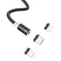 Imagem de Cabo Magnetic 3 em 1 Micro-USB V8, Type-C, Lightning 1 Preto 