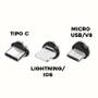 Imagem de Cabo Magnético Imã USB Original Sumexr 1m 2.4A com 3 pontas Tipo C + V8 + Lightning iOS
