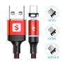 Imagem de Cabo para Carregar Celular Pontas Magnéticas USB V8 + Type-C + Lightning 2.4A 1m SX-B16-3 Vermelho