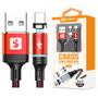 Imagem de Cabo para Carregar Celular Pontas Magnéticas USB V8 + Type-C + Lightning 2.4A 1m SX-B16-3 Vermelho