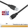 Imagem de Cabo Para Hd Externo USB Micro B 3.0 5gbps 3 Metros Compatível com Samsung Seagate Toshiba Western Digital