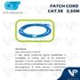 Imagem de Cabo patch cord 2,5 mts cat5e com capa moldada e protetora azul 