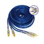 Imagem de Cabo Rca Blindado 5 Metros Azul Dupla Blindagem 5mm Plug Metal Ouro