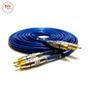 Imagem de Cabo Rca Blindado 5 Metros Azul Dupla Blindagem 5mm Plug Metal Ouro