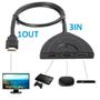 Imagem de Cabo Seletor Hub Switch Hdmi 3 Entradas 1 Saída 3x1 Com Cabo