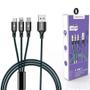 Imagem de Cabo Turbo Carregador e Cabo de Dados para Celular USB 3 em 1 Lightning - Type-C - V8