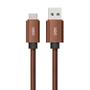 Imagem de Cabo Type USB C Oex em Couro CC200 Café 1m