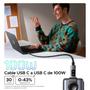 Imagem de Cabo UGREEN Uno USB C 100W 480Mbps Tipo C Nylon PPS Display LED PD chip E-Marker carregamento rápido