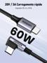 Imagem de Cabo Ugreen USB-C/USB-C 90 60W US255 1M - Preto