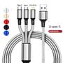 Imagem de Cabo USB 3 em 1 com Carregamento Rápido - Tipo C, Micro USB e IOS - Trançado de Nylon