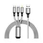 Imagem de Cabo USB 3 em 1 com Carregamento Rápido - Tipo C, Micro USB e IOS - Trançado de Nylon