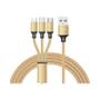 Imagem de Cabo USB 3 em 1 com Carregamento Rápido - Tipo C, Micro USB e IOS - Trançado de Nylon