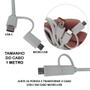 Imagem de Cabo USB A x USB-C/Micro-USB 1m Durável e Eficiente para Carga e Transferência de Dados LE876BR