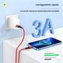 Imagem de Cabo USB de Carregamento Rápido (2m/3m) para iPhone - Compatível com 14, 13, 12, 11, Xr, 6s, 7, 8 Plus