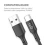 Imagem de Cabo WB USB-A e USB-C 1 metro 30W nylon trançado compatível com Android