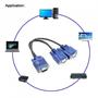 Imagem de Cabo Y Vga 1 Vga Macho Para 2 Vga Fêmea Resistente Pode Usar Dois Monitores Simultâneos YVGA