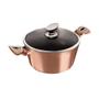 Imagem de Caçarola Panela Antiaderente 20cm Tampa Vidro Cabo Silicone Indução Cooktop Receitas Cozinha Culinária Rose Gold Berlinger Haus 2,5L