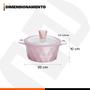 Imagem de Caçarola Rosa 20cm Revestimento Cerâmico Premium Indução Tampa Vidro