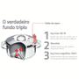 Caçarola Tramontina Solar Funda 28 cm 8,4 L em Aço Inox Fundo Triplo com Tampa e Alças 62504280 Imagem de Caçarola Tramontina Solar Funda 28 cm 8,4 L em Aço Inox Fundo Triplo com Tampa e Alças 62504280