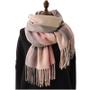 Imagem de Cachecol De Caxemira Pashmina Xadrez De Inverno Grosso E Quente Design De Moda Com Franjas Xale