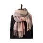Imagem de Cachecol De Caxemira Pashmina Xadrez De Inverno Grosso E Quente Design De Moda Com Franjas Xale