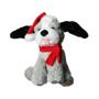 Imagem de Cachorro Decorativo Sentado de Natal - Cinza/Vermelho - 23cm - 1 unidade - Rizzo