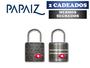 Imagem de Cadeado Papaiz C/ Chave Xadrez Preto Misto  Tsa Twinpack 2pc